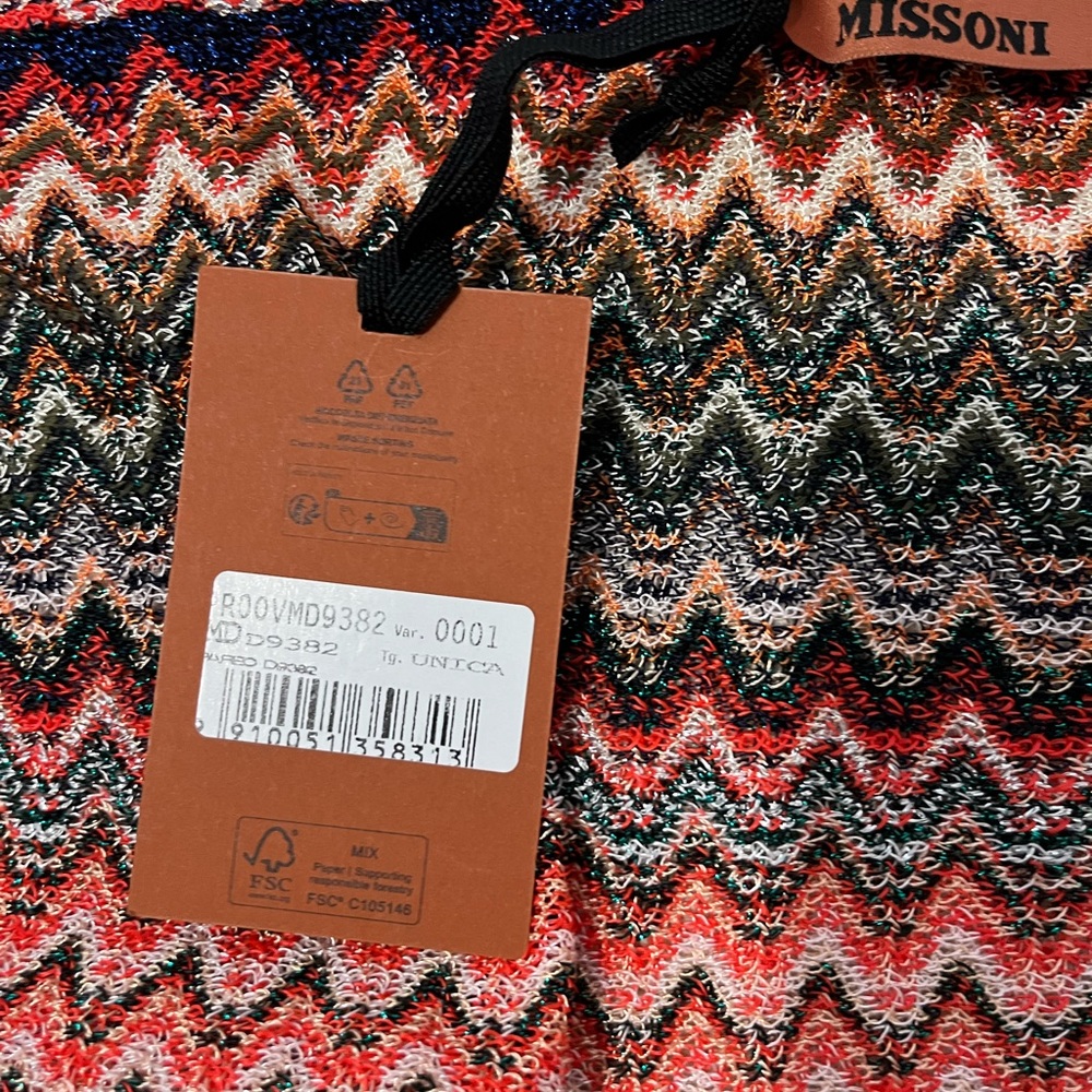 NWT Missoni Multicolor Chevron Knit Sarong Wrap Pareo in Blue, Orange, & Yellow - Picture 5 of 7